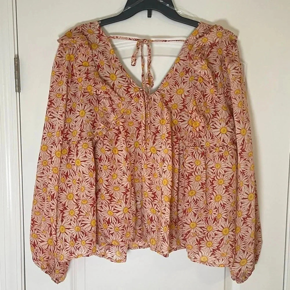 NWT simply southern Sunflower Tieback Lined Blouse - Size XXL NWT - Picture 2 of 6